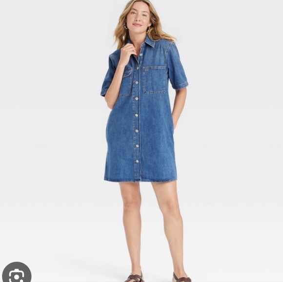 Universal Thread Denim Short sleeve Mini Dress - Picture 1 of 7